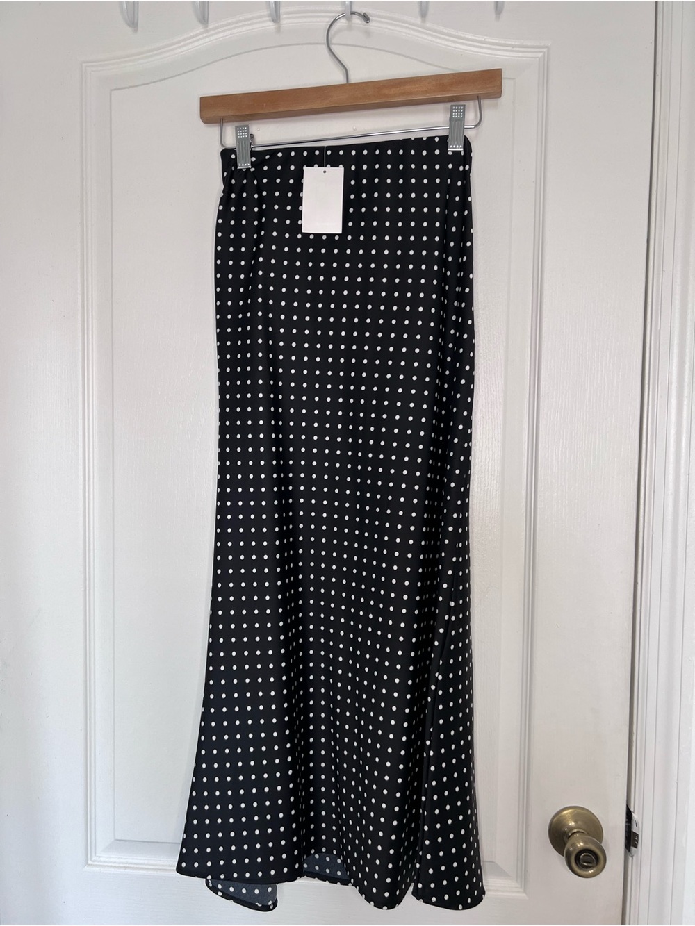 H&M Black Maxi Skirt with White Polka Dots